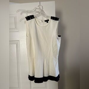 White and Black Sleeveless Top